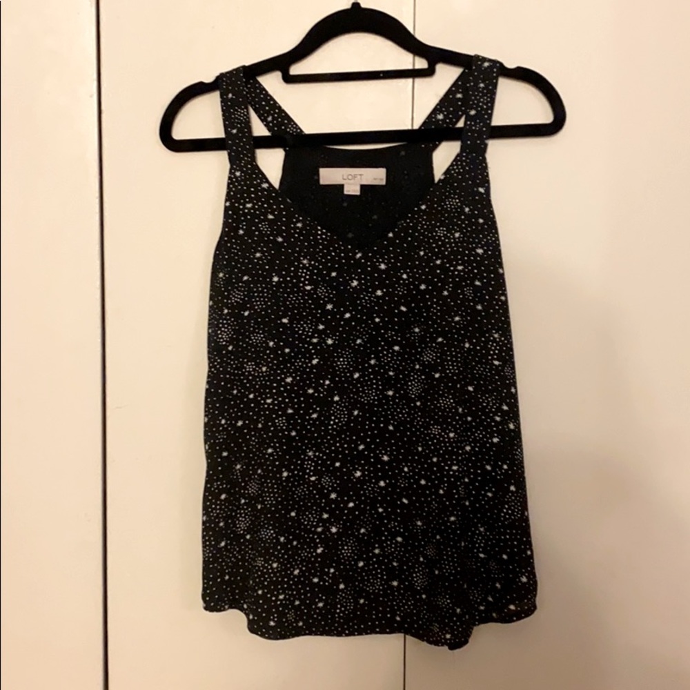 Tank top with white star and dot pattern